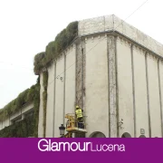 El Ayuntamiento de Lucena inicia la retirada del jardín vertical de la casa  consistorial