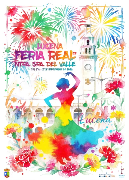 Cartel anunciador de la Feria Real del Valle 2026 de Lucena, diseño de José Ángel Ligero Martínez
