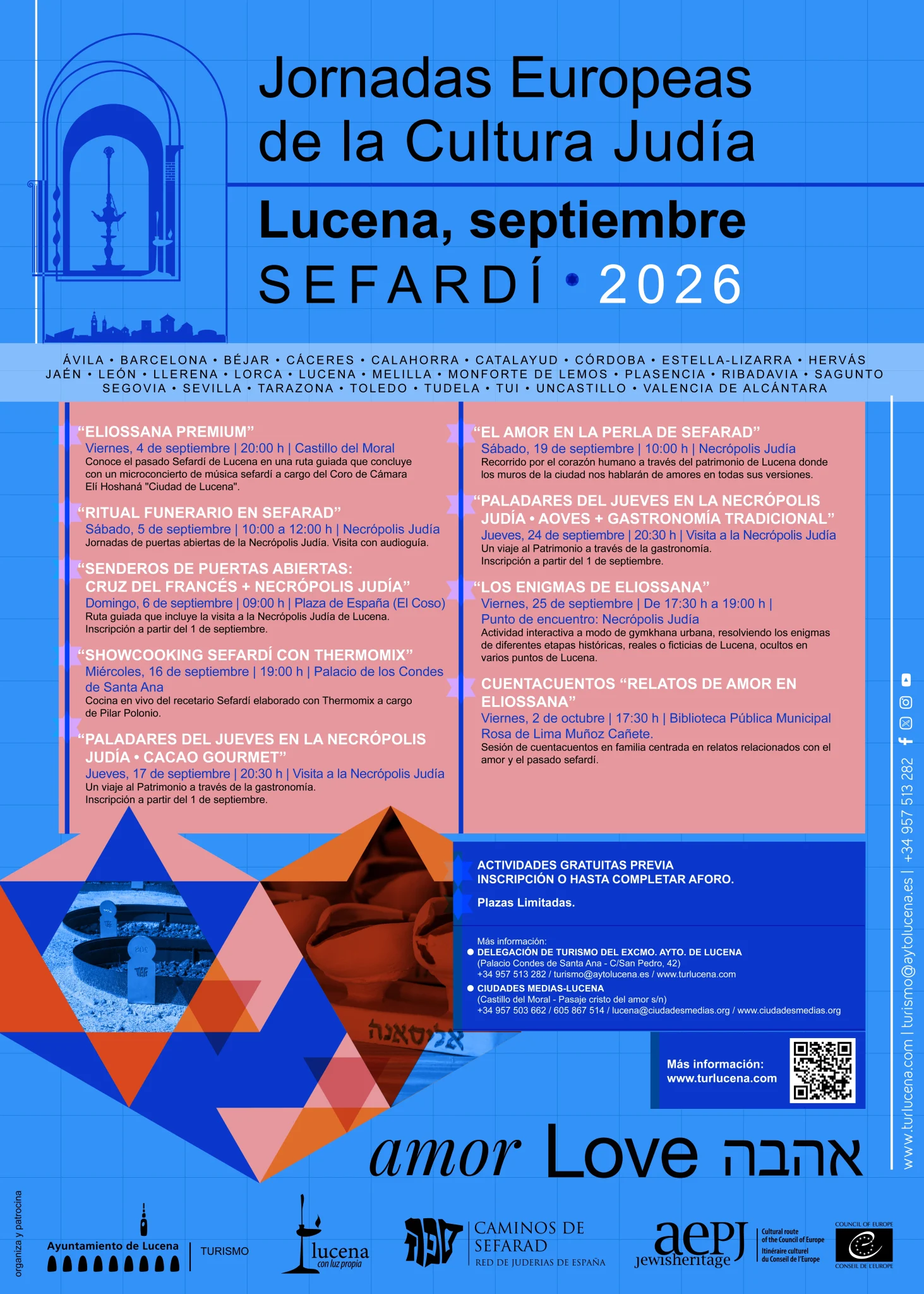 Cartel Jornadas Europeas de la Cultura Judía, Septiembre Sefardí 2026, Lucena